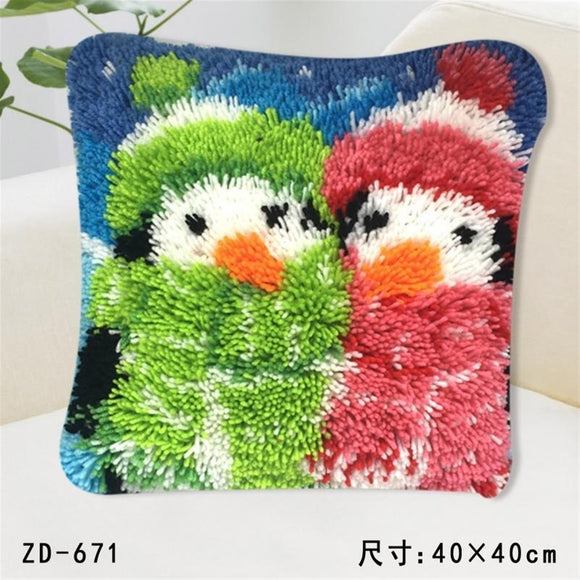 5PACK Christmas Latch Hook Pillow Kits - Snowman
