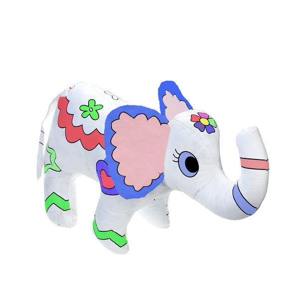 60 packs Reusable of color and wash stuffed animals Big-eared elephant Canvas and 4 Color Magic Markers