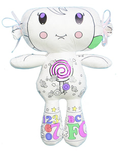 60 packs Reusable of coloring doll and wash stuffed  Candy Girl Canvas and 4 Color Magic Markers
