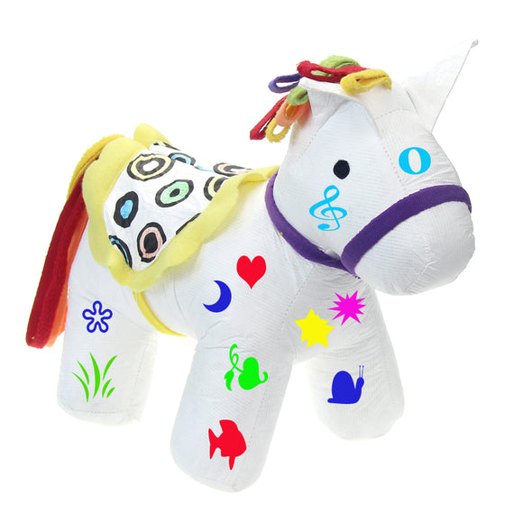 60 packs Reusable of color and wash stuffed animals Colorful Horses Canvas and 4 Color Magic Markers