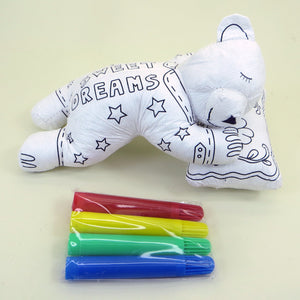 240 Packs Reusable Of colour in teddy bear washable Sleeping Baby Bear Canvas And 4 Color Magic Markers