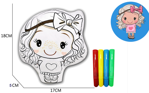 240 packs Reusable of coloring doll and wash stuffed  Doodle Girl Canvas and 4 Color Magic Markers