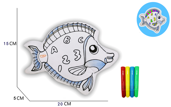 240 packs Reusable of colorful  washed  plush animals Doodling Blank Marine Fish Canvas and 4 Color Magic Markers