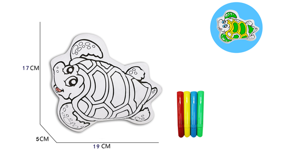 240 packs Reusable of colorful  washed  plush animals Doodling Blank  fish Canvas and 4 Color Magic Markers