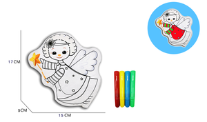 240 packs Reusable of colorful  washed  plush  Doodling Blank Angel  Canvas and 4 Color Magic Markers