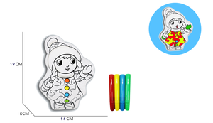240 packs Reusable of coloring doll  and wash stuffed Christmas Girl Canvas and 4 Color Magic Markers