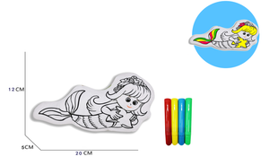 240 packs Reusable of coloring doll and wash stuffed animals Mermaid Canvas and 4 Color Magic Markers
