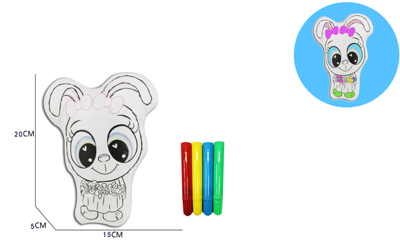 240 packs Reusable of color and wash stuffed animals Cartoon rabbit Canvas and 4 Color Magic Markers