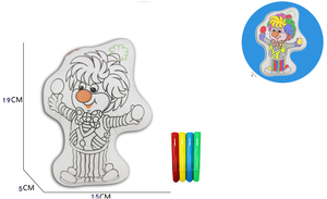 240 packs Reusable of coloring doll and wash stuffed  Cartoon clown Canvas and 4 Color Magic Markers