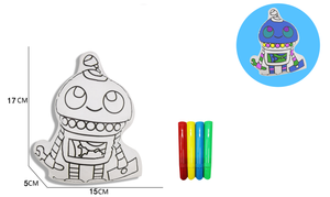 240 packs Reusable of coloring doll and wash stuffed  Robots Canvas and 4 Color Magic Markers
